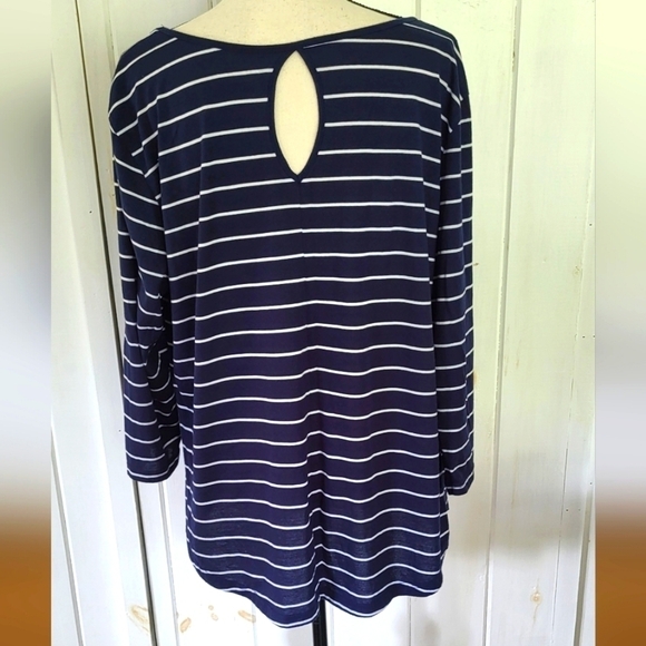 Riders by Lee Striped Keyhole Back Scoopneck Top - Picture 2 of 6